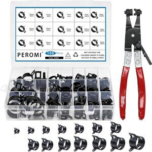 100Pcs 6-25mm Spring Band Hose Clamps With Swivel Flat Hose Clamp Plier Assortme